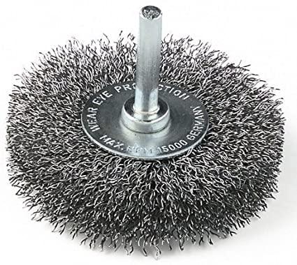 Brosse circulaire sur tige 6mm o50 fils ondule inox