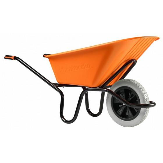 Brouette 120l crusader roue increvable grise bac orange