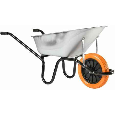 Brouette 95l reno galva roue pleine orange bac gris