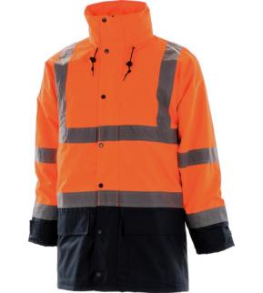 Contrast parka 5 en 1 haute visible fluo orange bleu marine