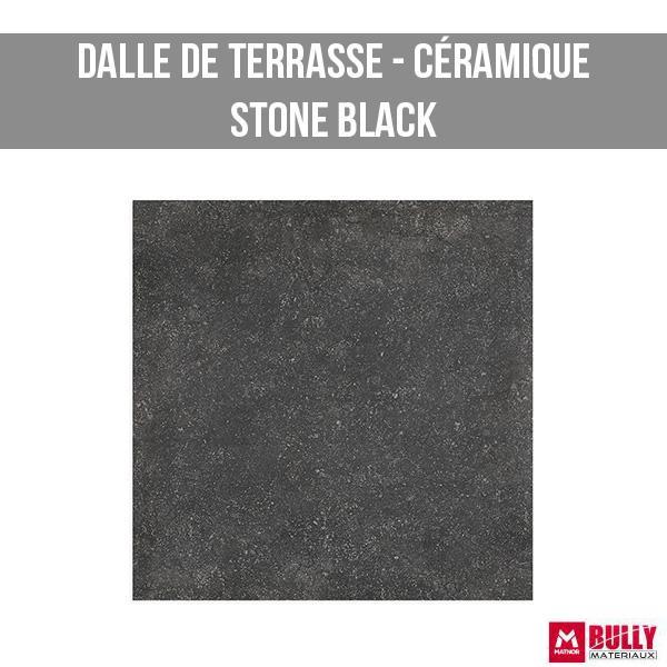 Dalle de terrasse ceramique stone black