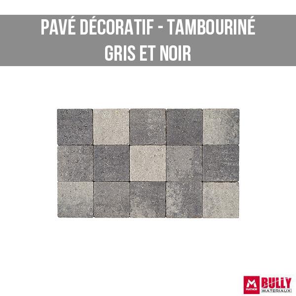 Pave decoratif tambourine gris et noir 1