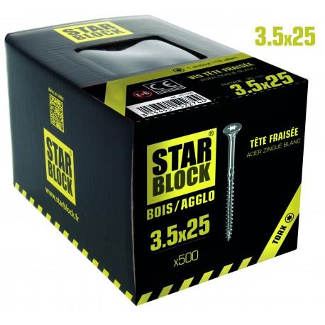 Vis bois et agglomeres 35x25 tx boite de 500 starblock